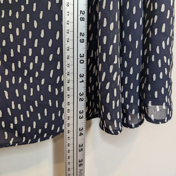 Vintage Villager Liz Claiborne 90s Navy White Dot Midi Flowy Skirt Size 8 - Picture 7 of 8